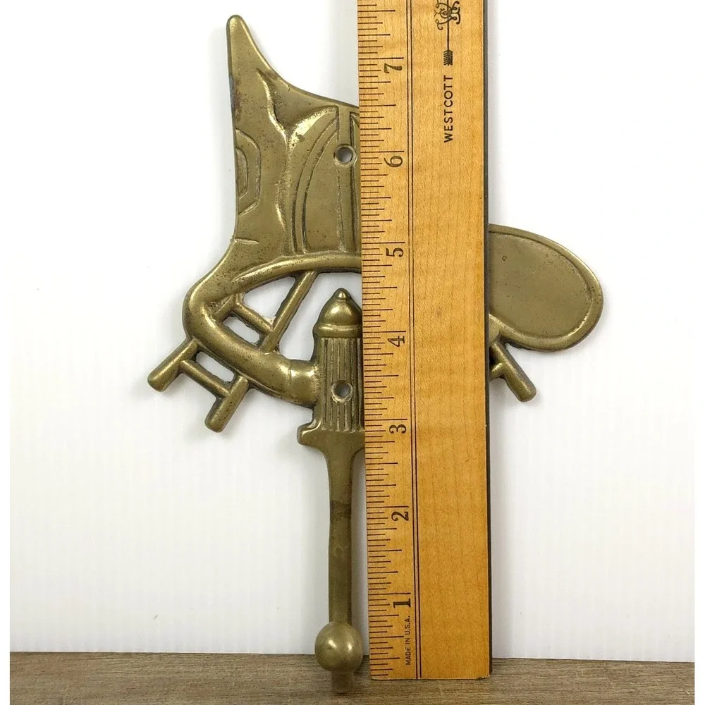 Vintage‎ Penco Brass Fireman Helmet Wall Hook Key Hook